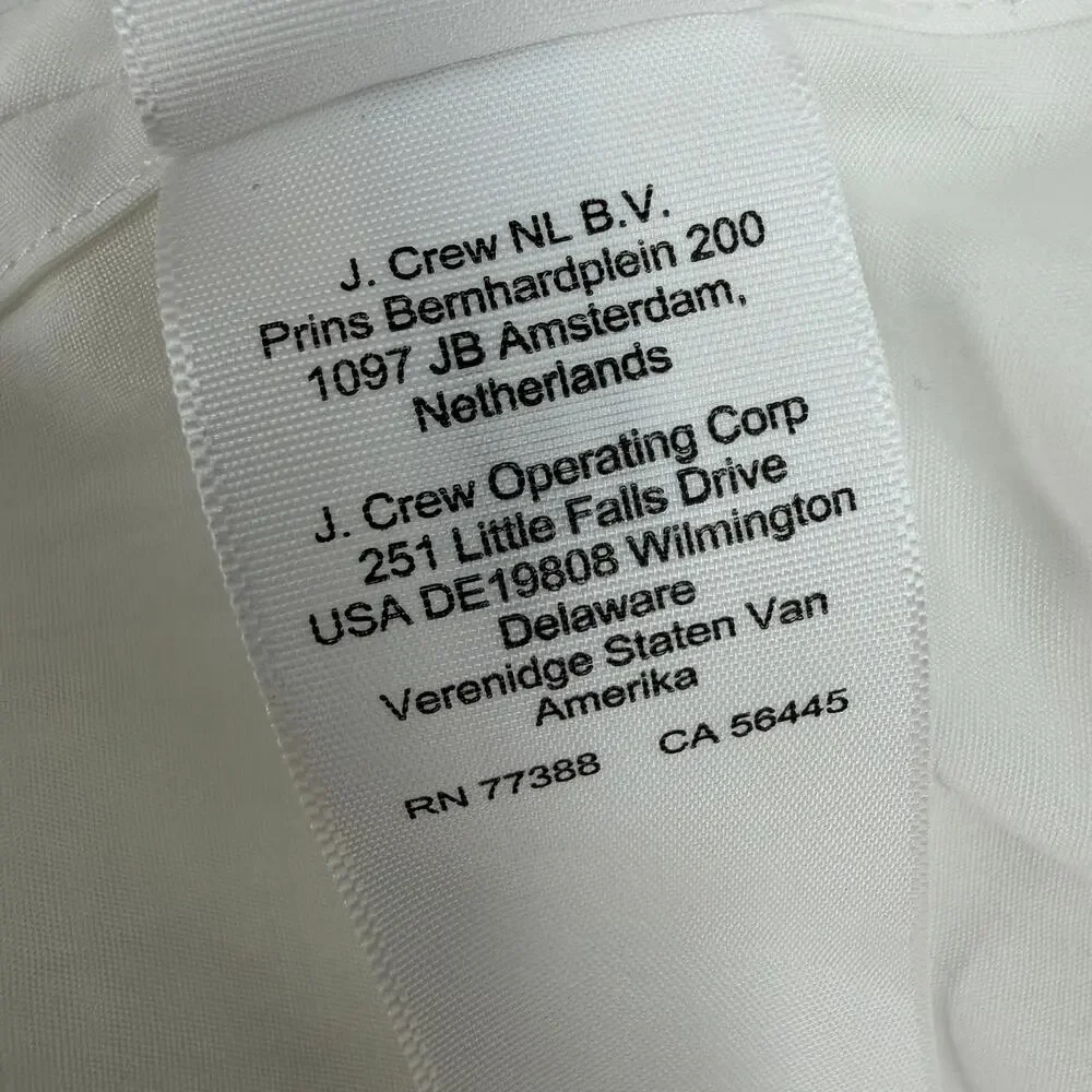 J.Crew White Cotton Poplin Delilah Puff Sleeve Ruffle Hem Mini Dress Size L